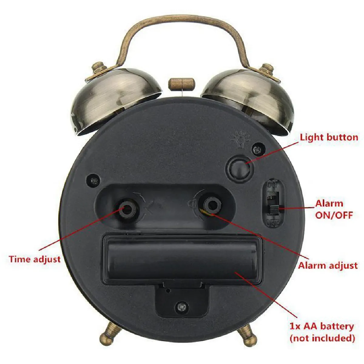 Réveil en cuivre à double cloche