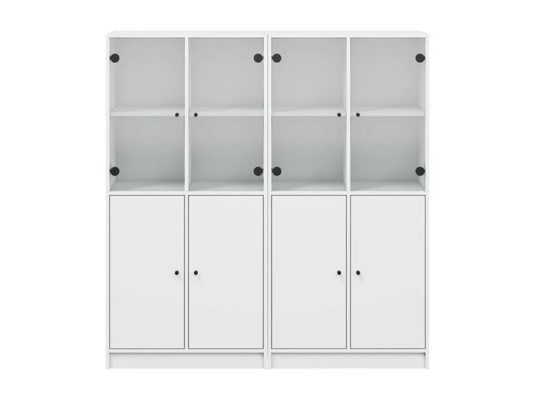 Bibliothèque avec portes blanc 136x37x142 cm bois d'ingénierie