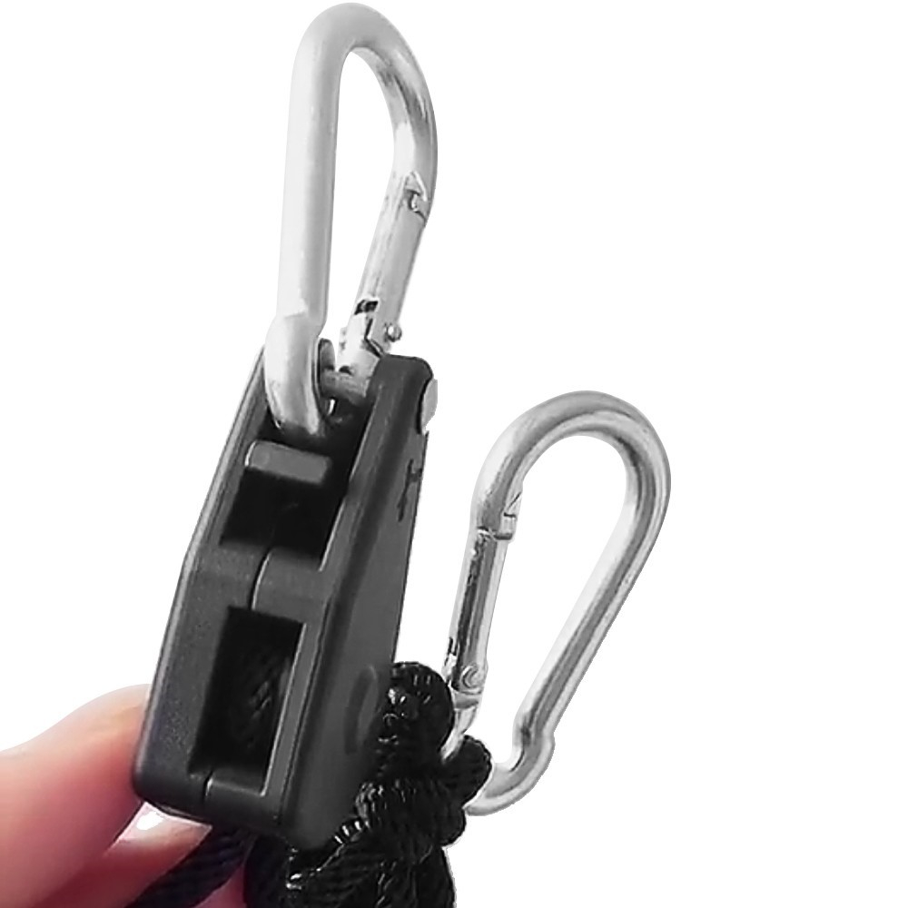 (2er Set) 1.8m Verstellbare Camping Ratsche Seilzug Aufhänger mit Karabiner Haken - Schwarz