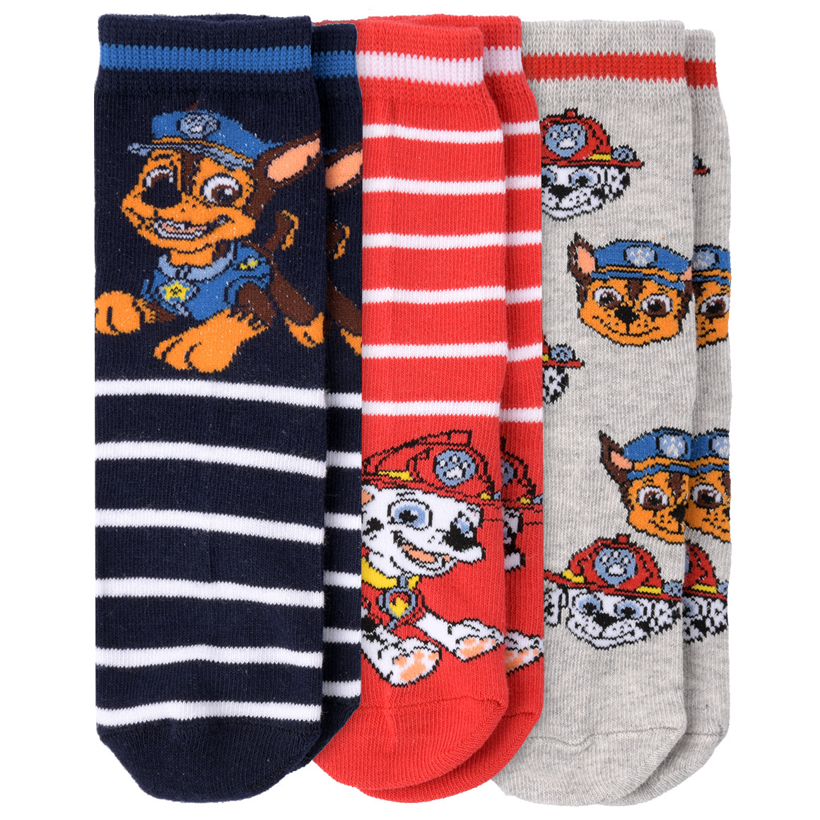 Topolino 3 Paar PAW Patrol Socken im Set dunkelblau / hellgrau / rot