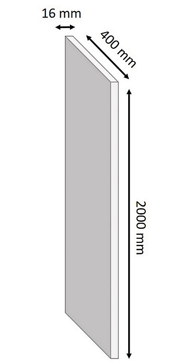 Tablette mélaminé blanc 40 x 200 cm, ép.1,6 cm