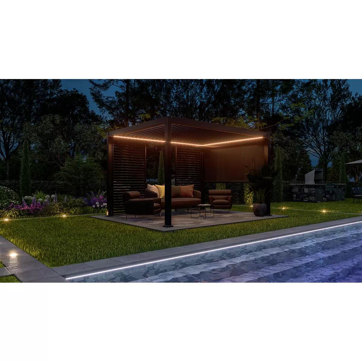 Pavillon Deluxe mit LED 400 x 300 cm Anthrazit