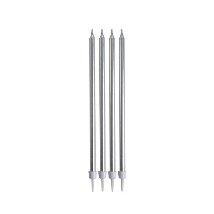 SET 16 BOUGIES ANNIVERSAIRE LONGUES H.14.5CM ARGENT