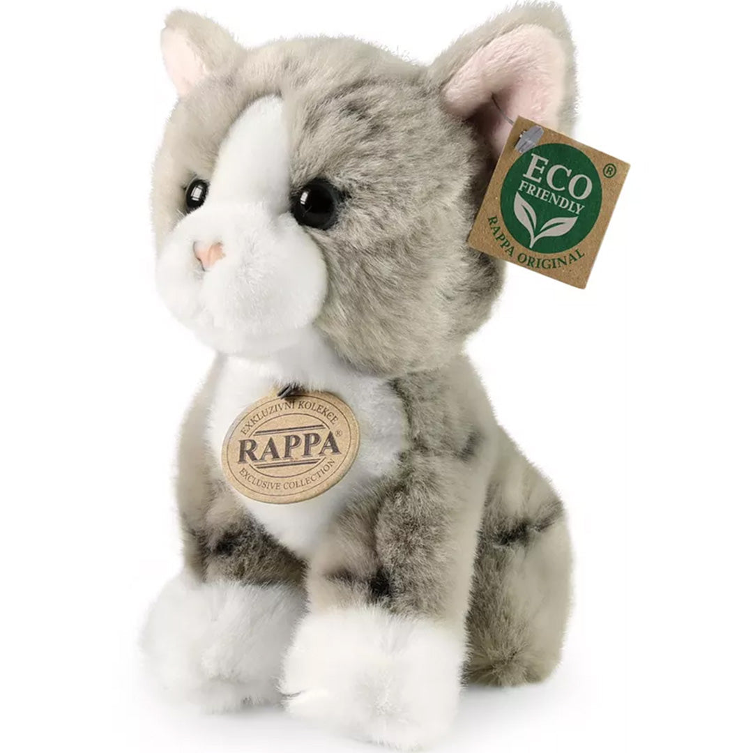 Rappa knuffelkat grijs - 18 cm