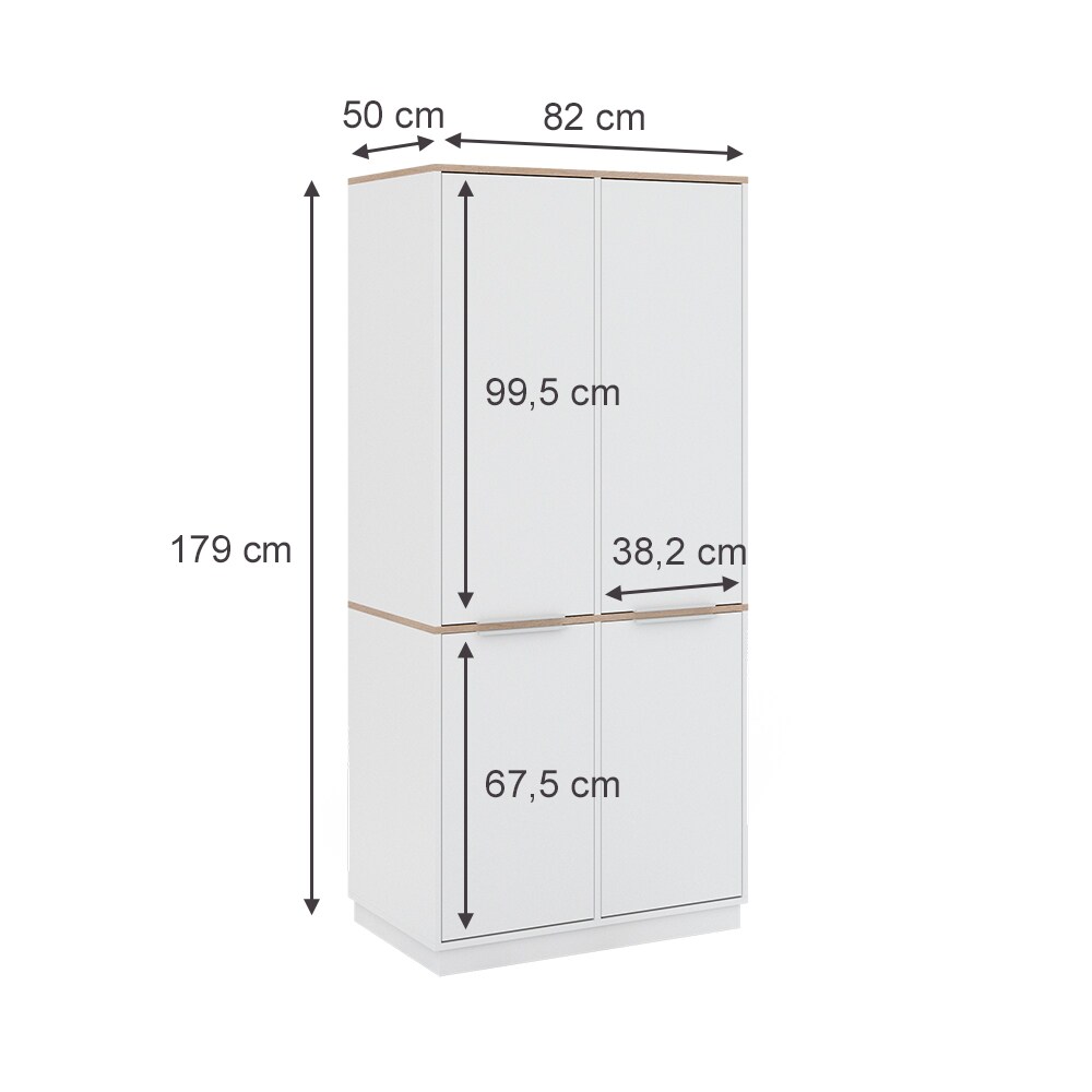 Vicco Schrank Betti 82 x 179 cm, Weiß Sonoma, 4-türig, Schlafzimmer