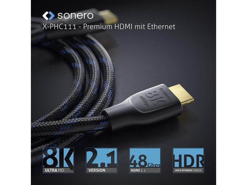 sonero Kabel Ultra High Speed HDMI 2.1 8K HDMI - HDMI, 0.5 Hochwertiges HDMI Kabel