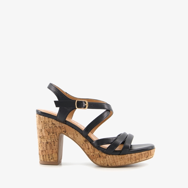 Blue Box dames sandalen met kurk hak zwart