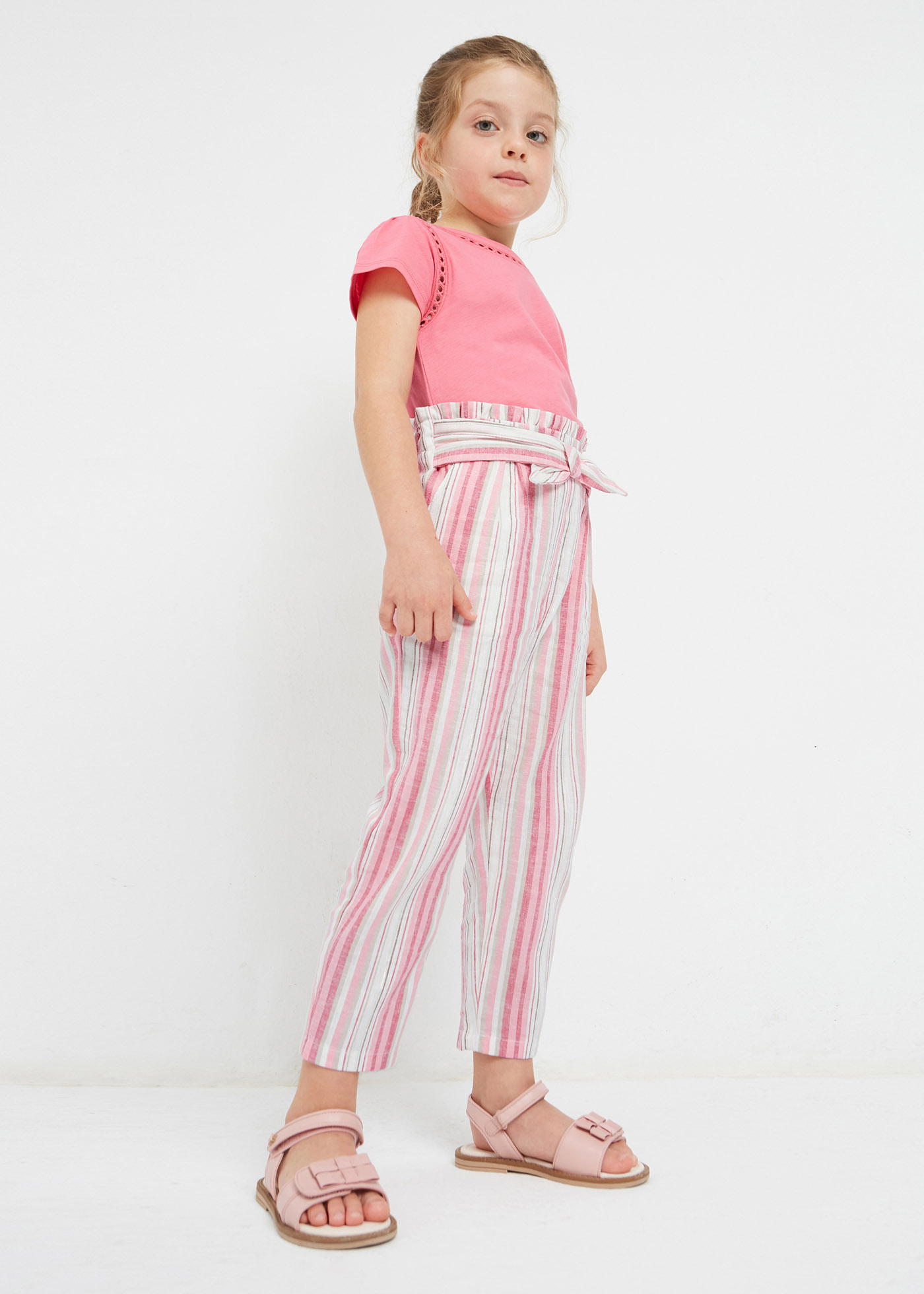 Calças de linho estampadas para meninas
