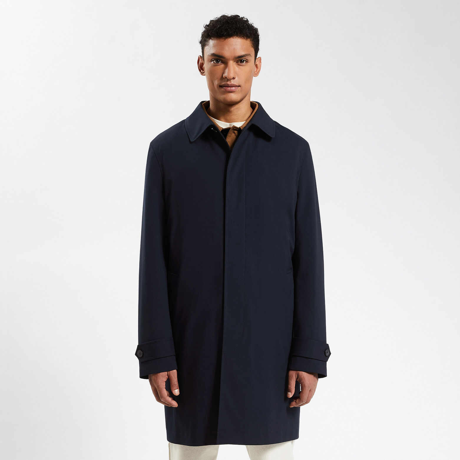Trench col chemise avec doublure amovible Bleu foncé