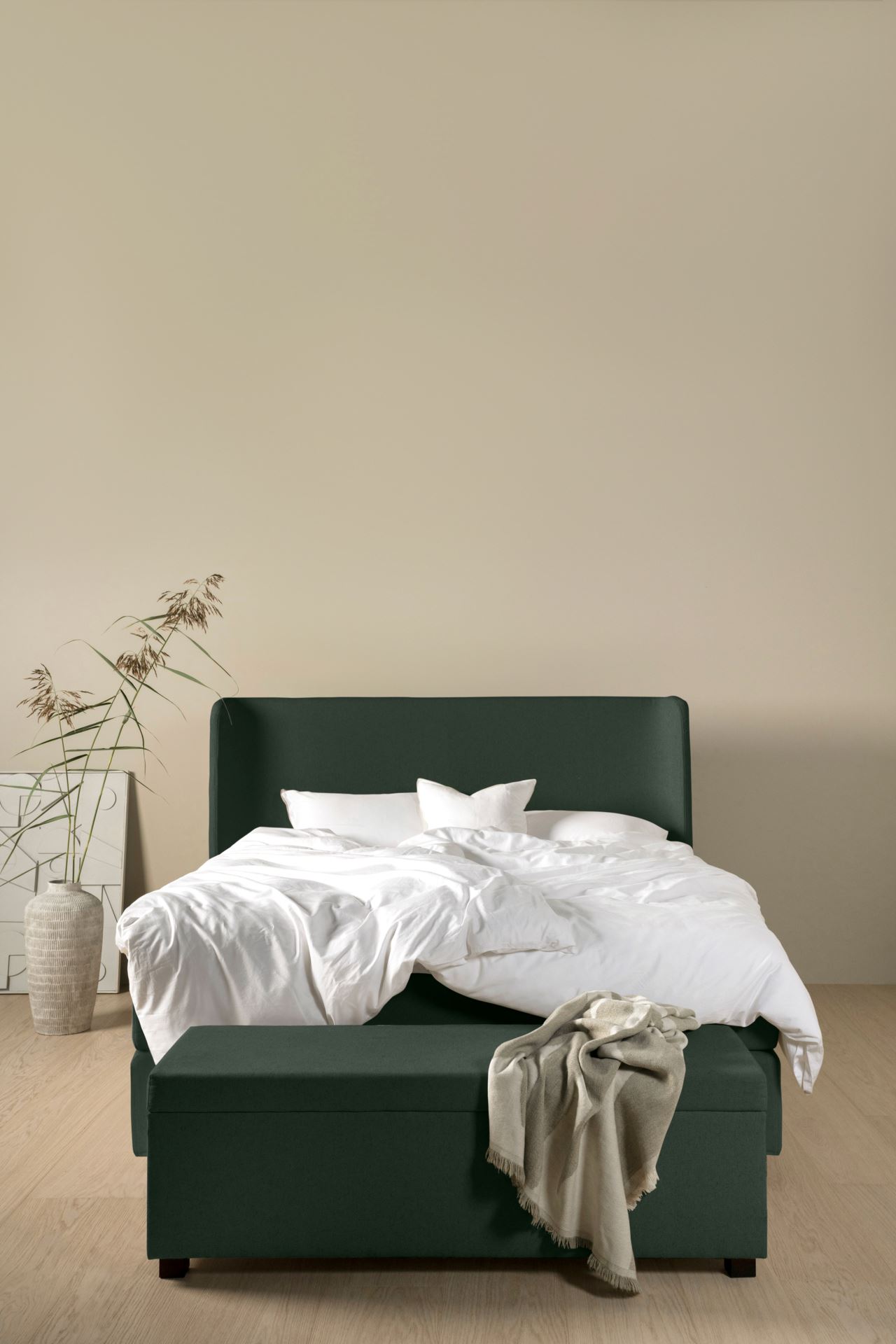 Kontinentalseng medium og fast komfort olivengrønn - 150x200 cm