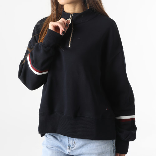 Sweat Col Zippé Femme Relaxed 7548 Noir