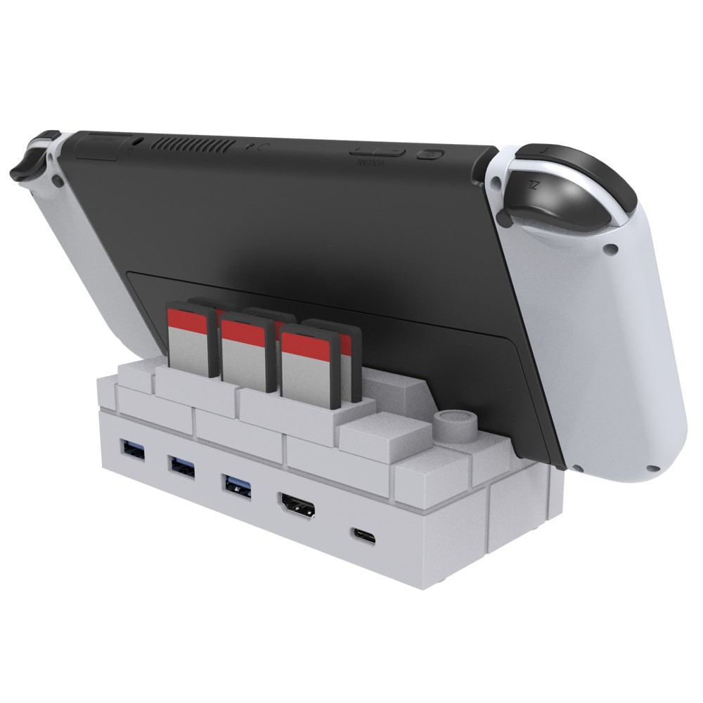 Ladegerät Dockingstation Charging Dock mit Spiele Halterung und HDMI / USB C / 3x USB / 4x NGC Controller Anschluss für Nintendo Switch / OLED - Weiss