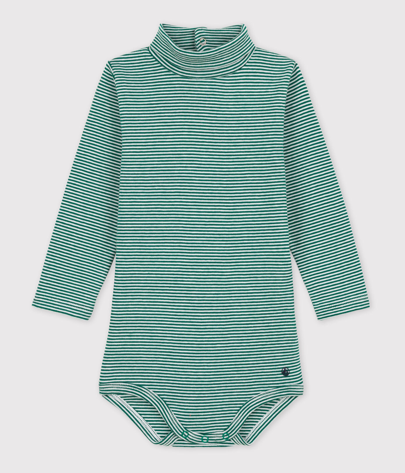 Body manches longues bébé rayé col roulé en coton