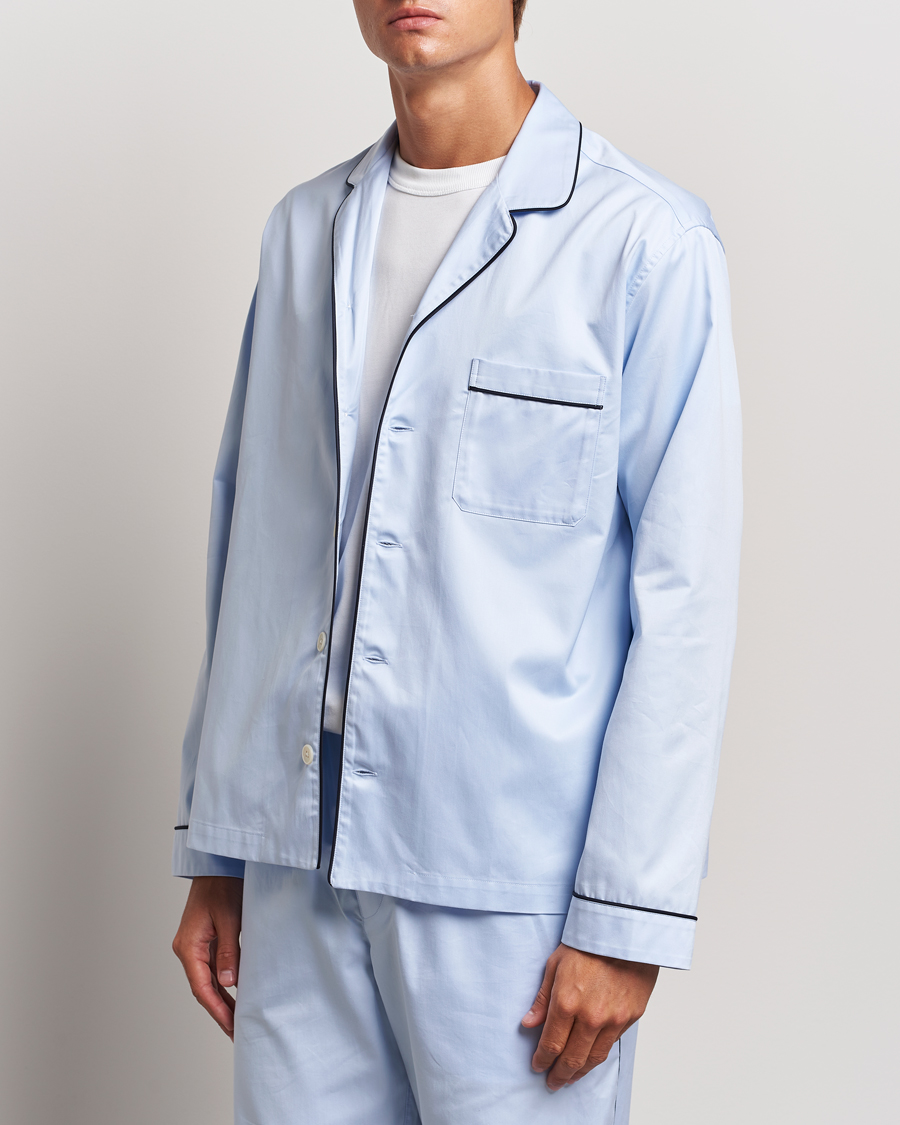 Tekla Sateen Pyjama Shirt Bellhop Blue