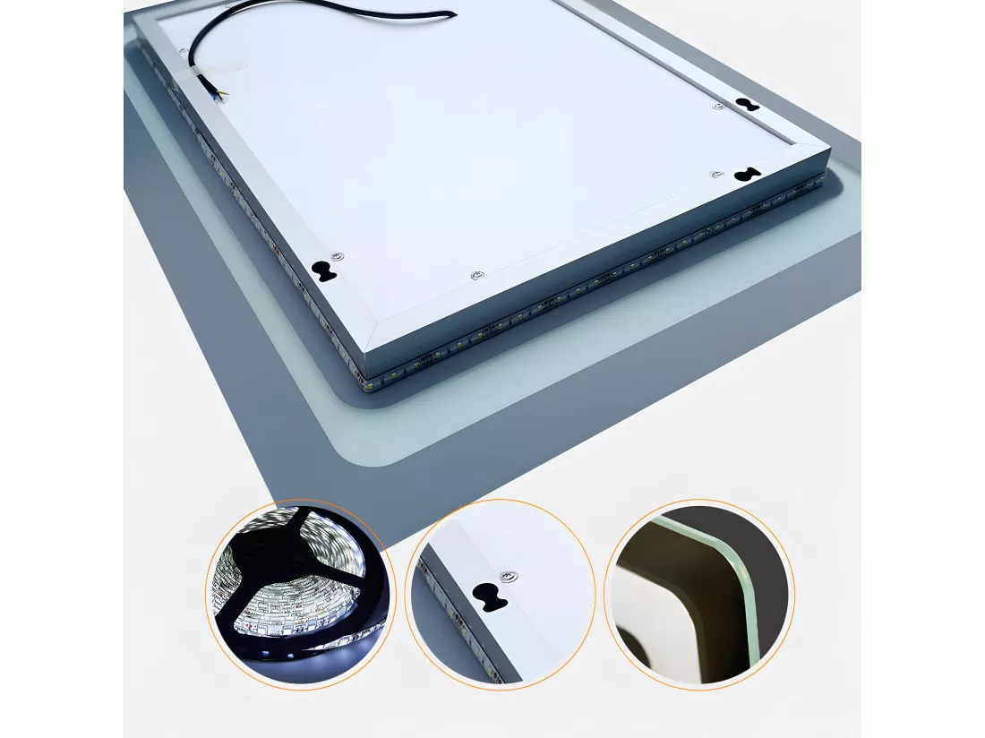 Miroir de Salle de Bain Anti-buée 120 * 70cm Miroir Lumineux LED Interrupteur Tactile Aica