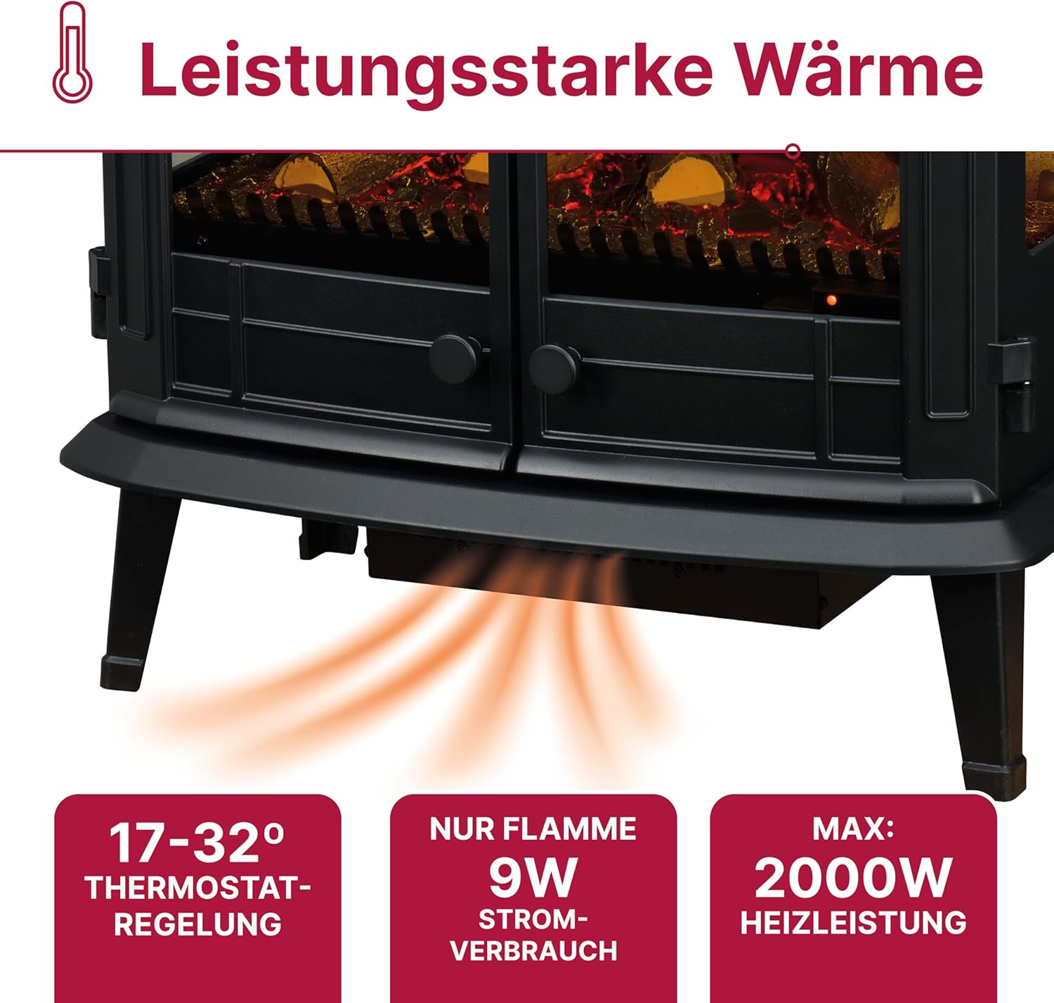 Dimplex Emberly Elektrokamin - 3-Seitiger Elektrokamin mit Heizung & Kaminfeuer - LED Kamin mit Optiflame Flammeneffekt - Zuschaltbarer 2kW Heizlüfter - Inkl. Fernbedienung und App