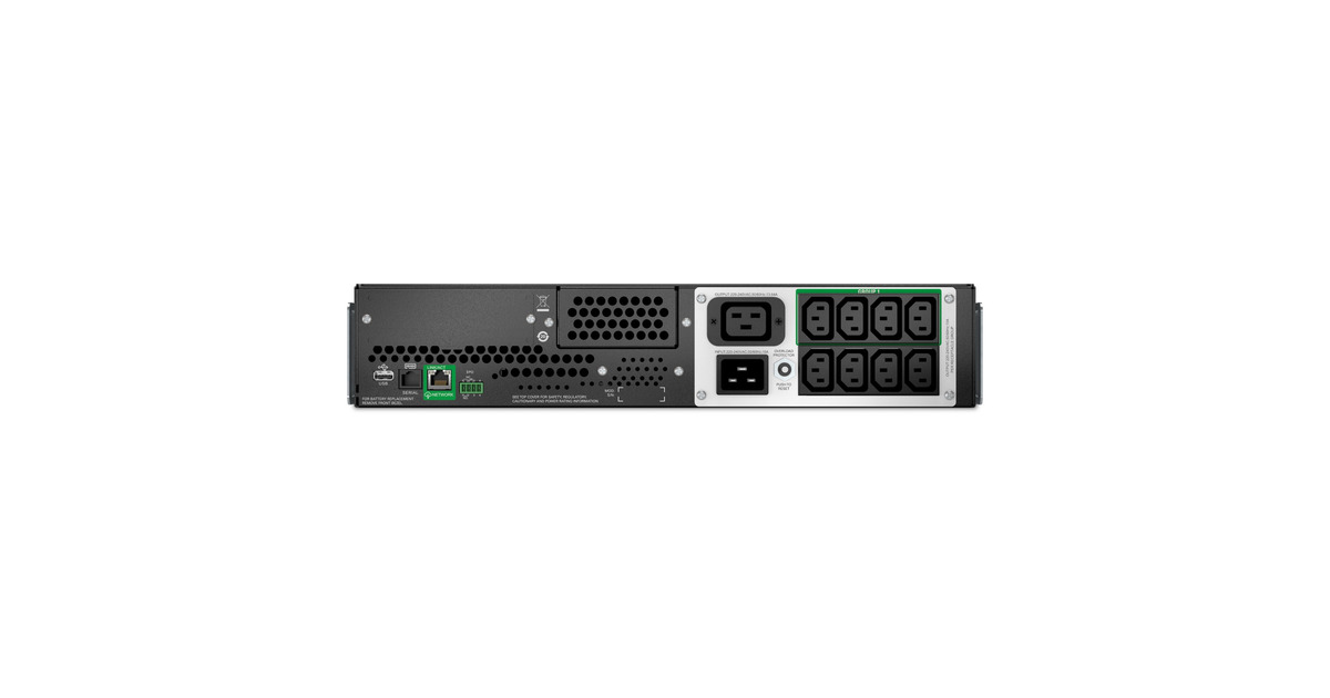 APCSmart-UPS Line Interactief 2200VA Li-ion SMTL2200RMI2UC ups  (Zwart/zilver, 1980 W, 2U, 8x C13 + 1x C19, SmartConnect+SmartSlot, AVR, LCD)