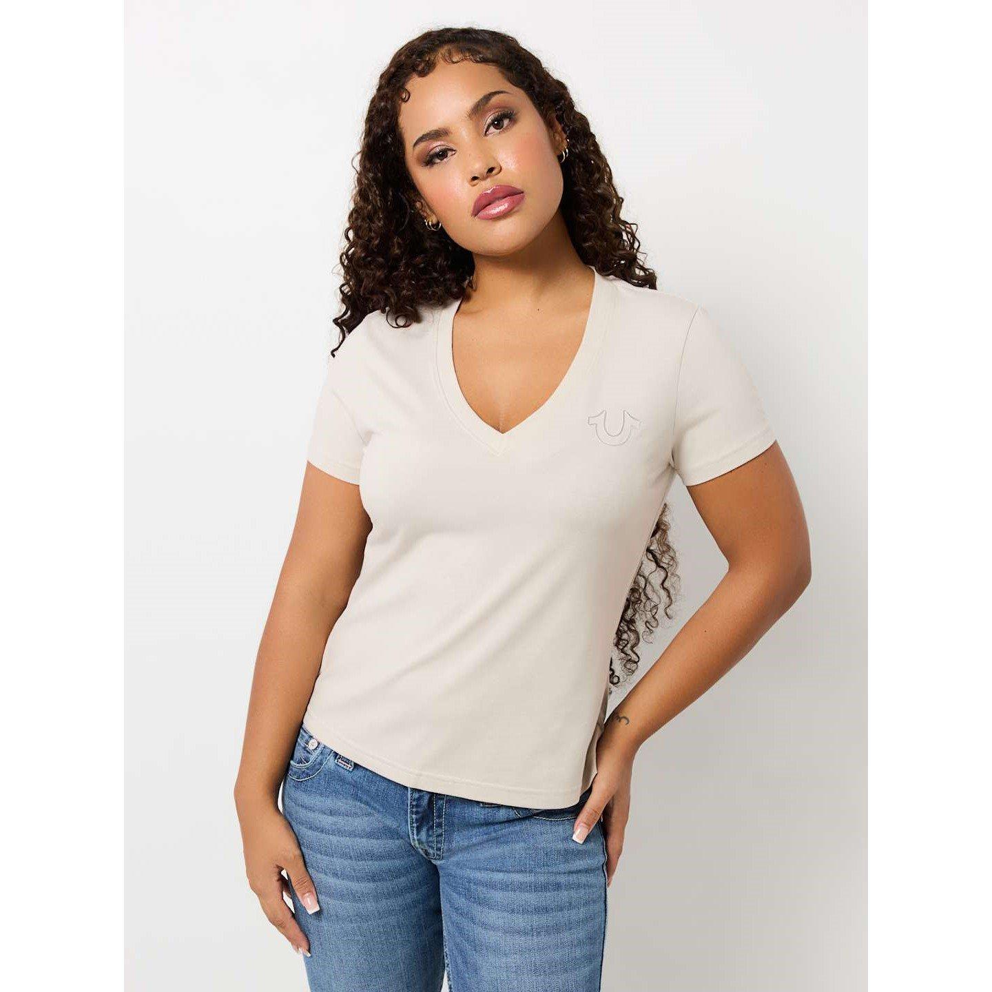 True Religion TR Horseshoe V Neck T Shirt Womens