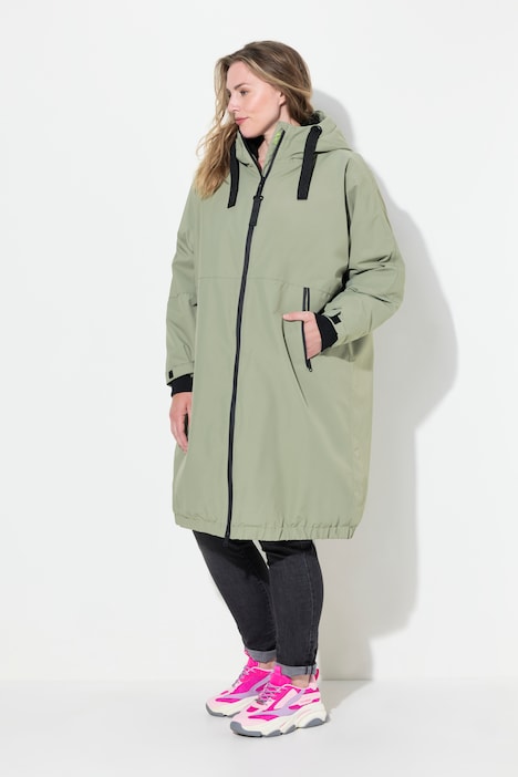 Funktionsjacke, oversized, Teddyfutter, Kapuze, 2-Wege-Zipper