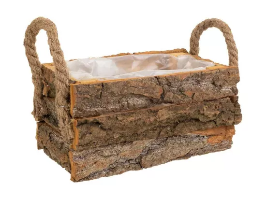 Panier en bois avec poignées marron 18x12x8h
