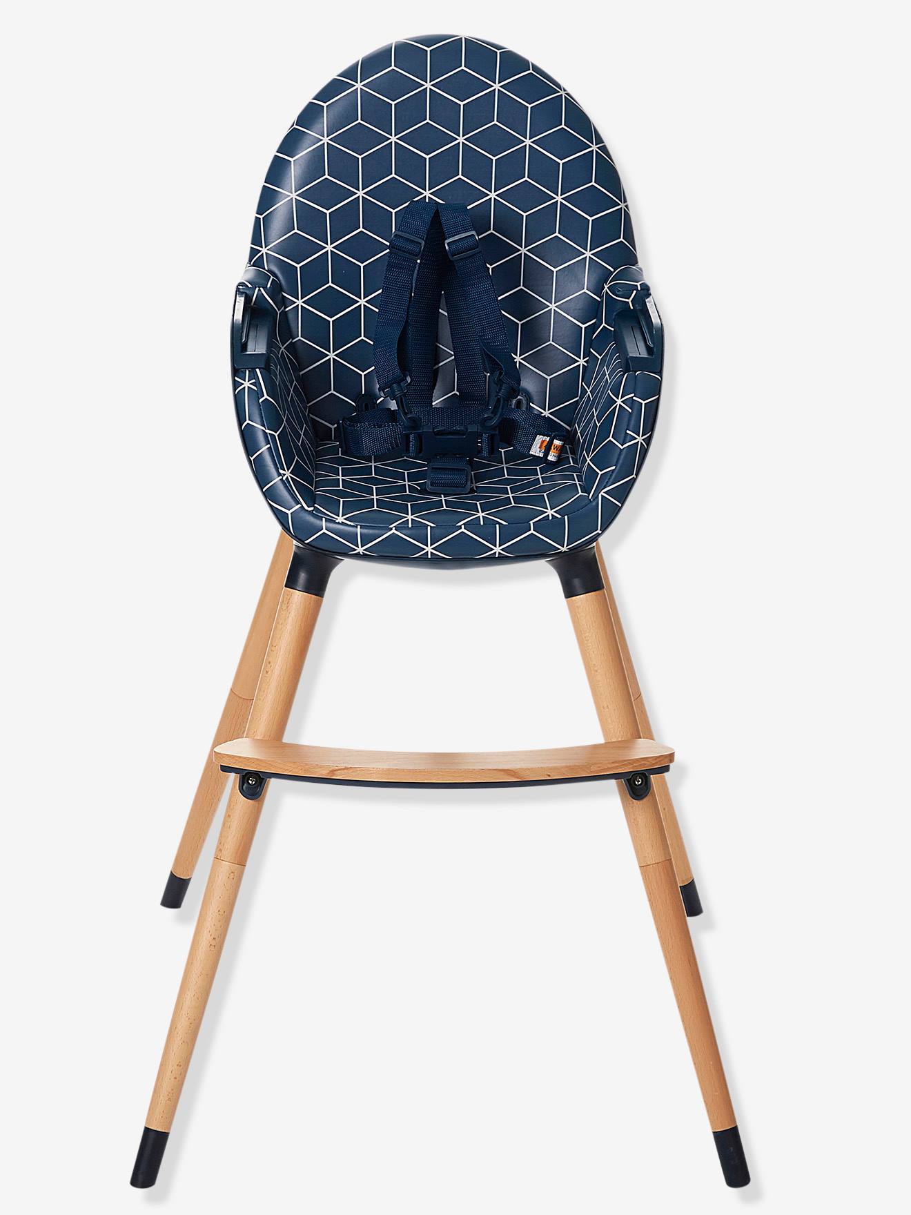 Cadeira alta conversível TopSeat com 2 ajustes de altura, estampa azul escura