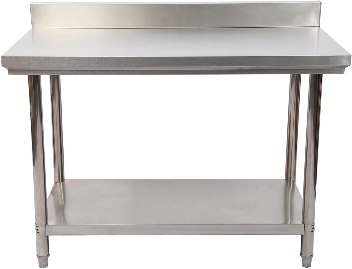 Wiltec Edelstahl Tisch Arbeitstisch Edelstahltisch mit Aufkantung 120x60x85cm für Gastro Küche Werkstatt Garten Keller mit höhenverstellbare Füßen