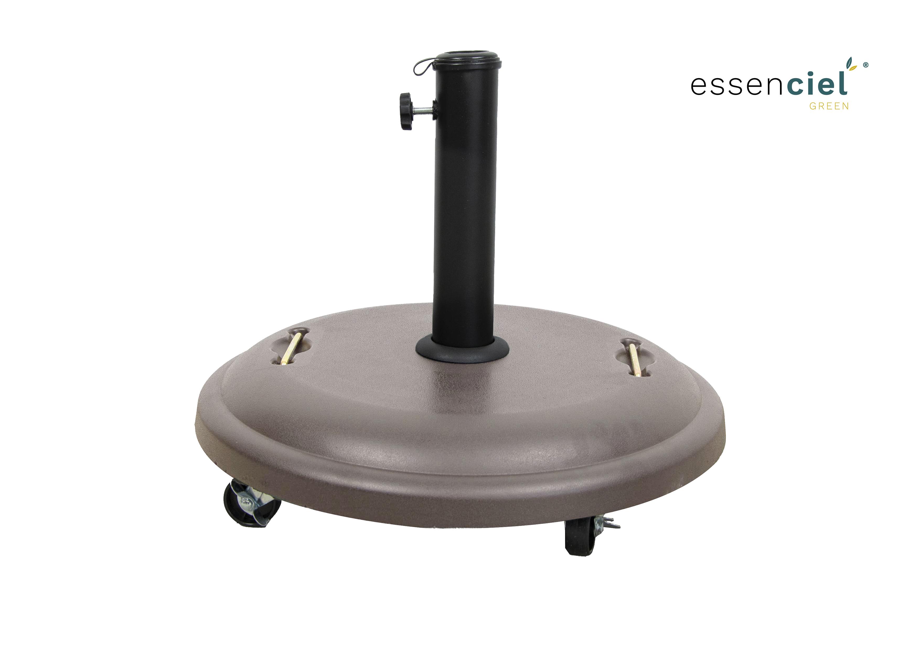 PIED PARASOL 25KG TAUPE AVEC ROULETTES BETON