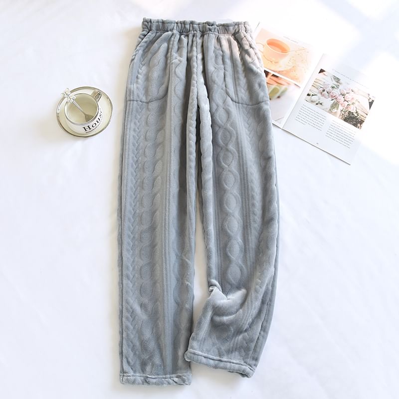 Dogini - Effen fleece pyjamabroek met elastische taille