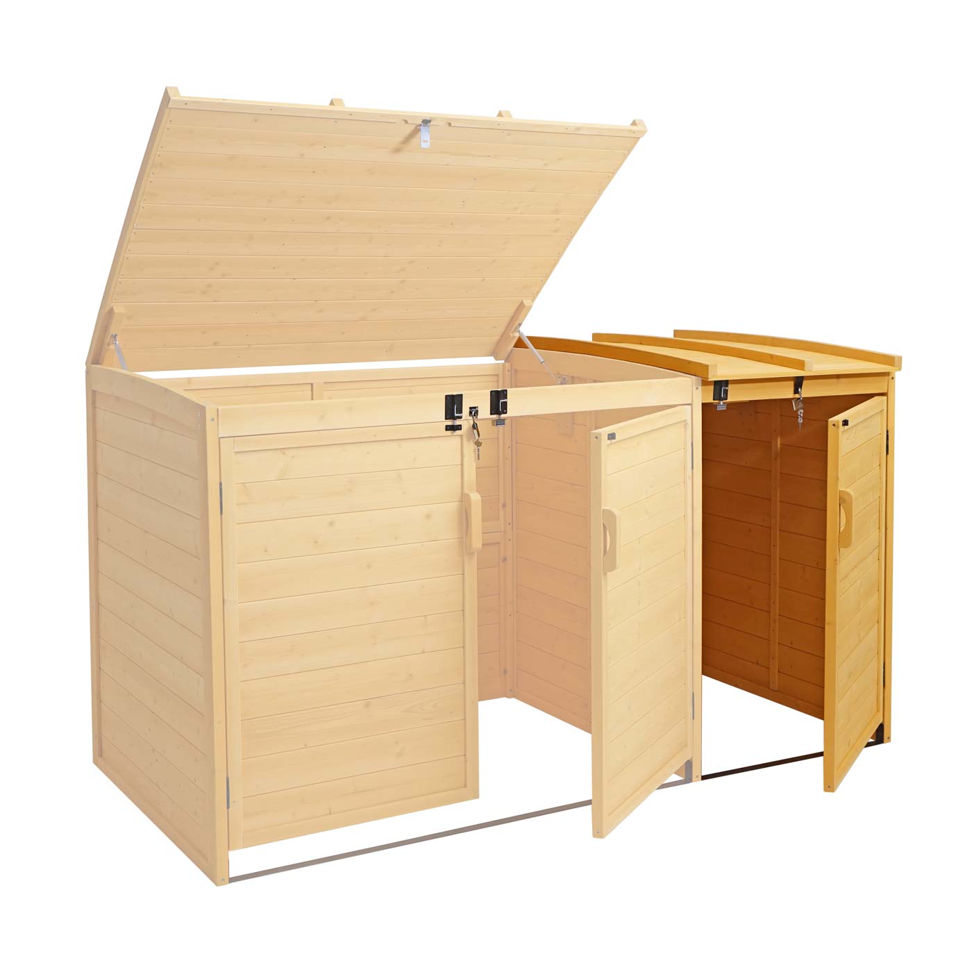 XL 1er-/2er-Mülltonnenverkleidung Erweiterung MCW-H75, Mülltonnenbox, 120x68x104cm Holz MVG-zertifiziert ~ braun