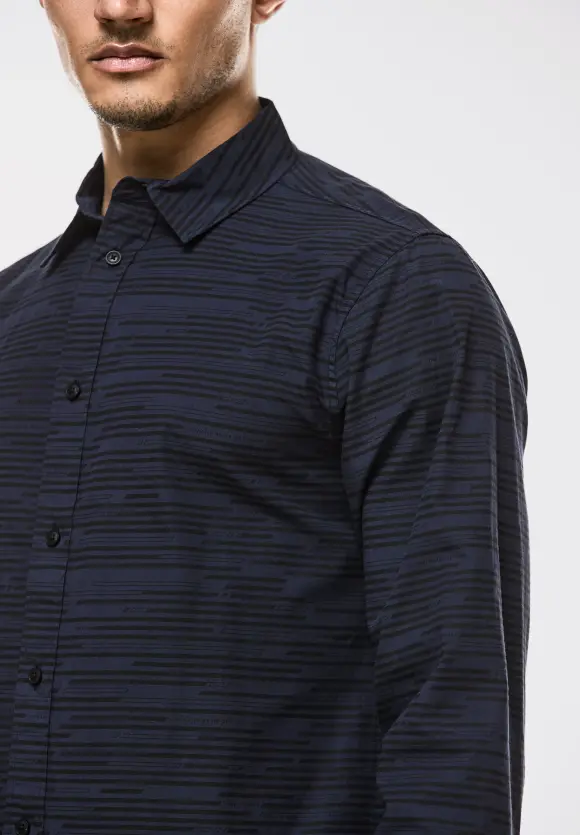 Hemd mit Streifenprint - eclipse blue