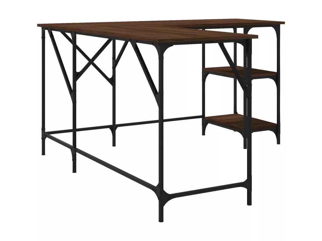 Bureau chêne marron 139x139x75 cm bois d'ingénierie