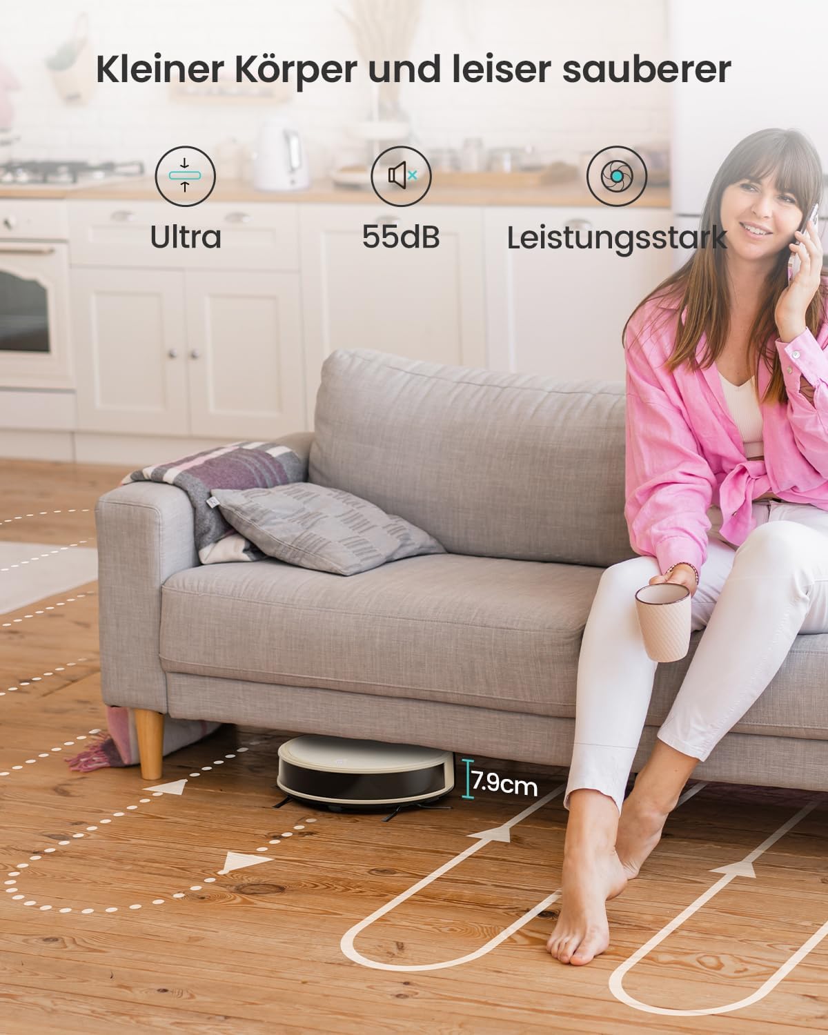 LEFANT M310 Staubsauger Roboter, Saugroboter mit 4500 Pa Saugkraft, 180 Minuten Akkulaufzeit, Hindernisvermeidung, Steuerung per WLAN, App und Alexa, Geeignet für Tierhaare und Hartböden