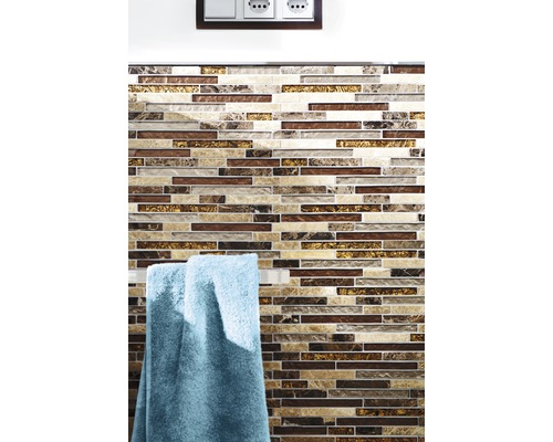 Glasmozaïek Kristal met natuursteen bruin beige 29,8x33,8 cm