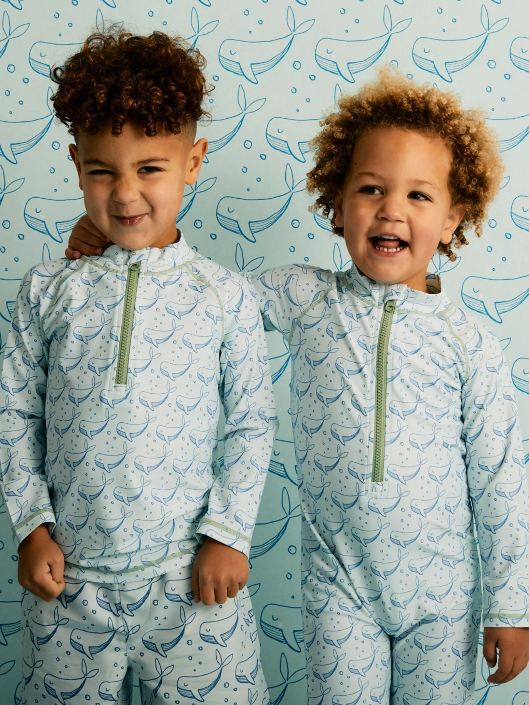 KIDLY BY MORI Blue 3/4 Sleeve Sunsafe Suit