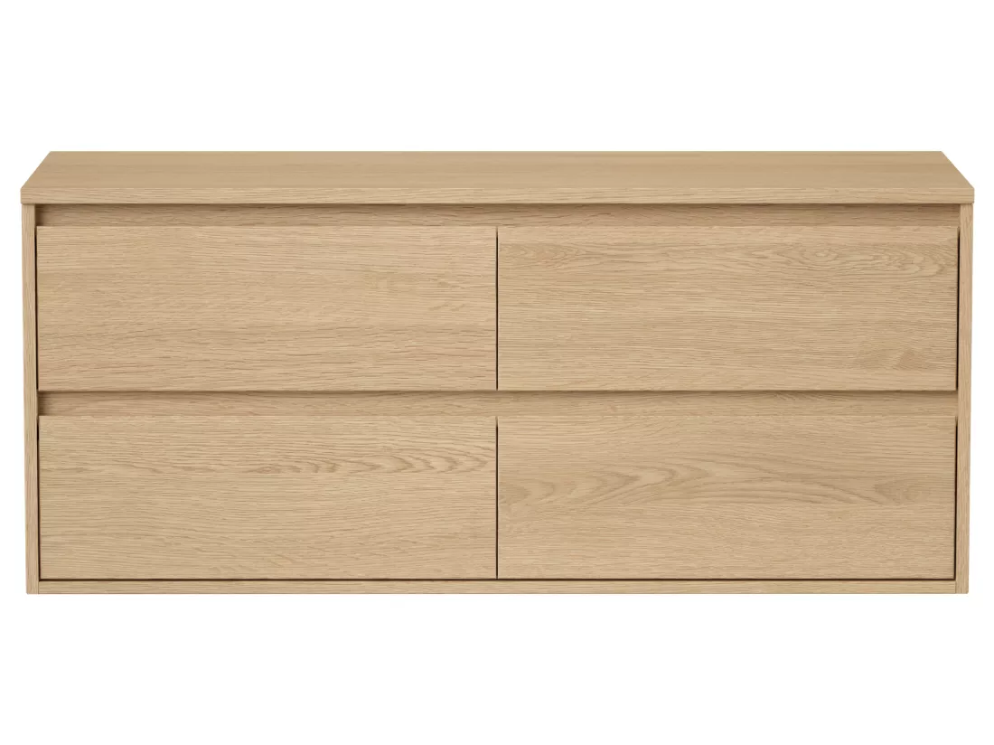 Meuble sous vasque suspendu avec planche - Placage chêne - 120 cm - MILIPAM