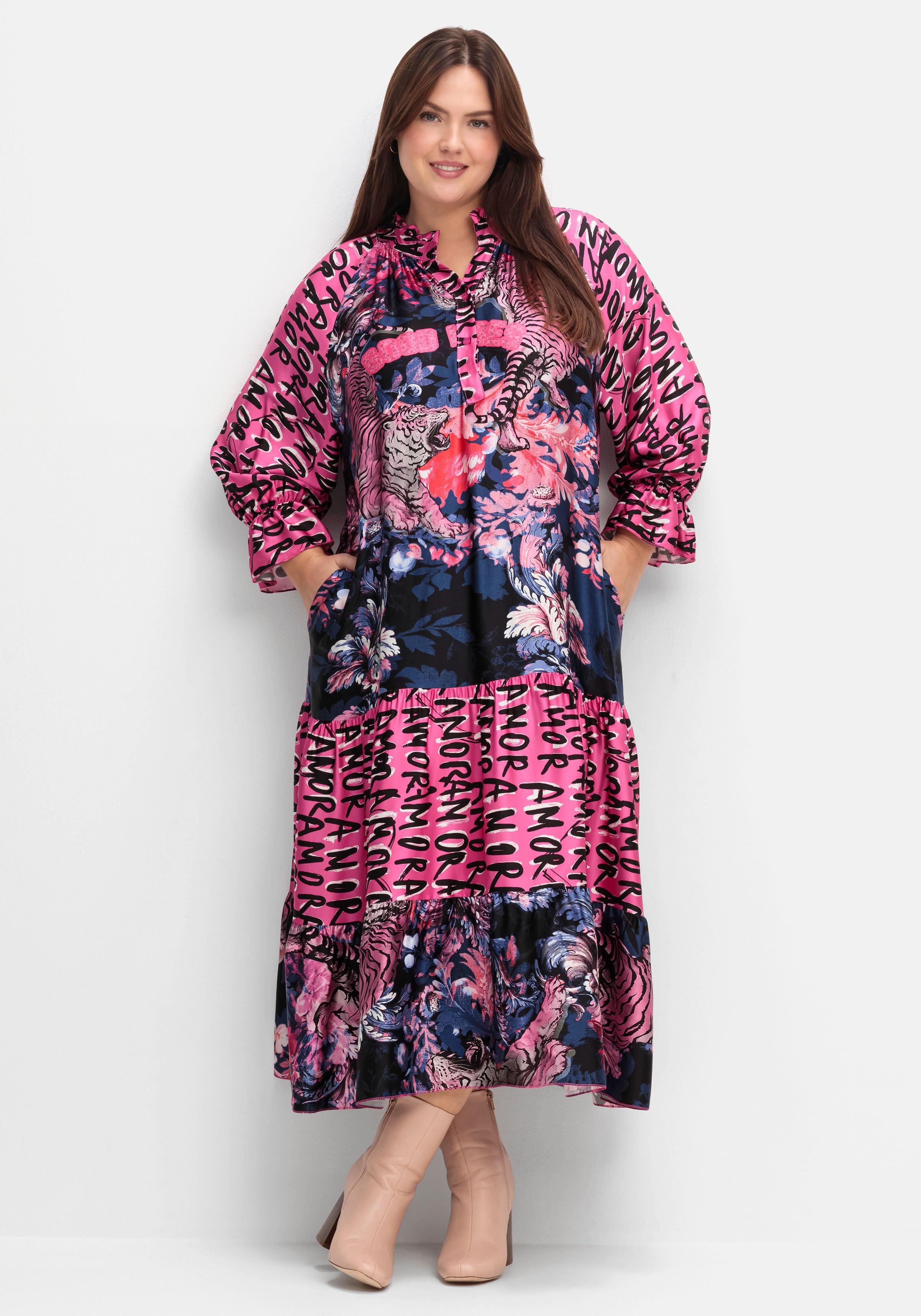Maxikleid im Mustermix, mit Volant