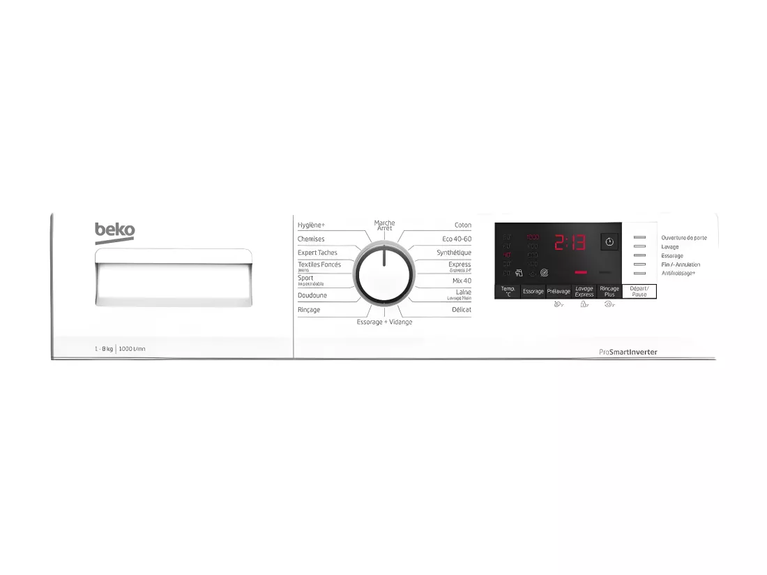 Beko Lave-linge hublot 8kg 1000 tours/min - WUV8011XWW
