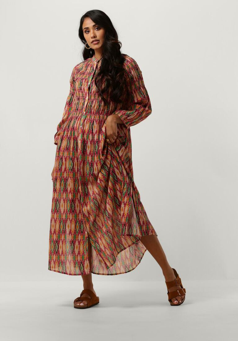 BY-BAR multi by-bar midi jurk loulou summer ikat dress