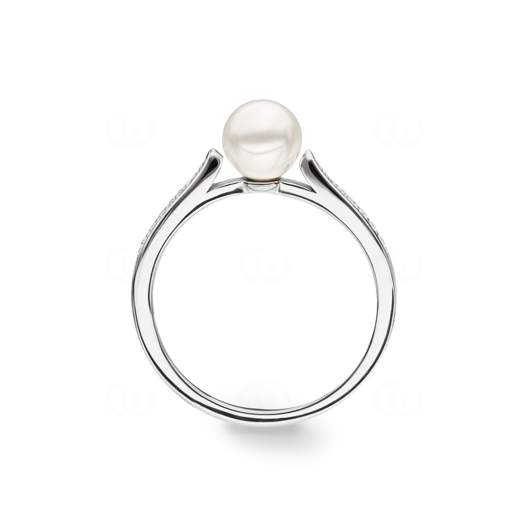 Damenring 925 Silber rhodiniert mit Kunstperle 7mm & Zirkonia