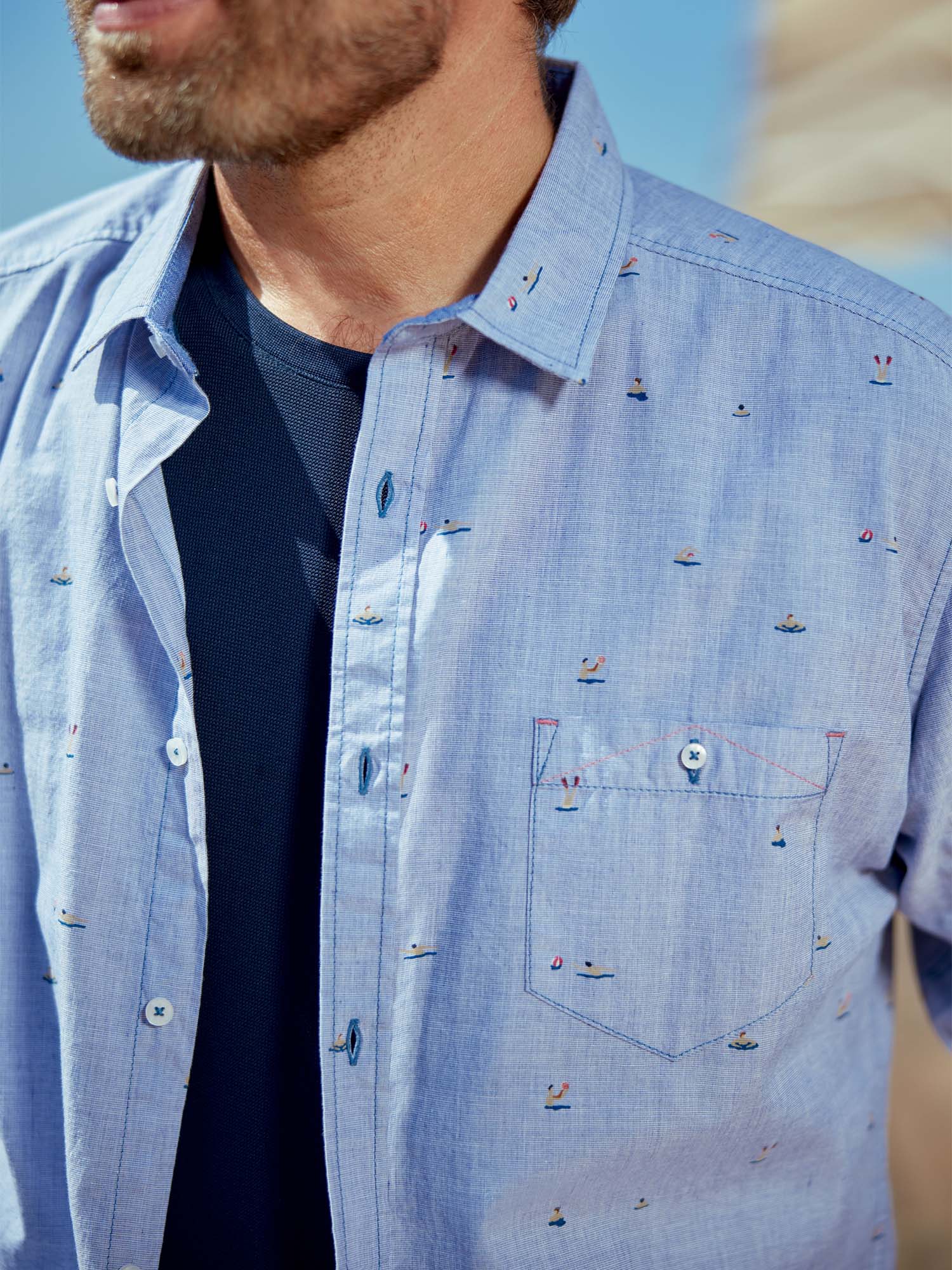 Chemise Homme Imprimé Fantaisie Bleu