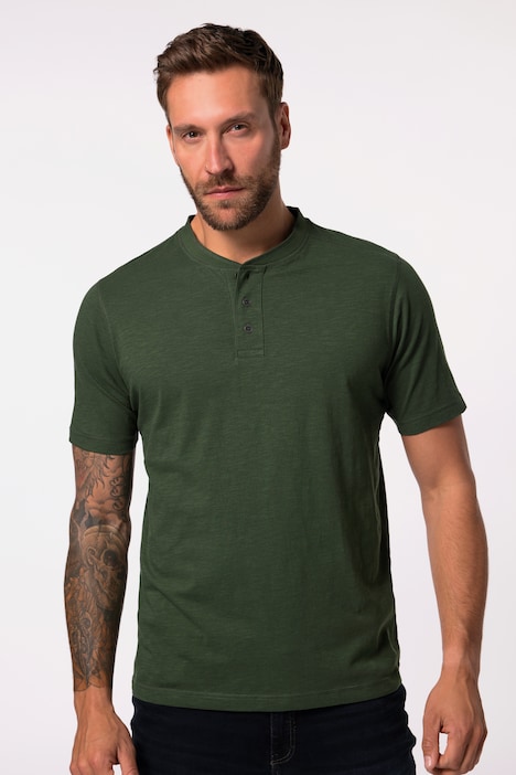 Henley, Halbarm, Rundhals mit Knopfleiste, bis 8 XL