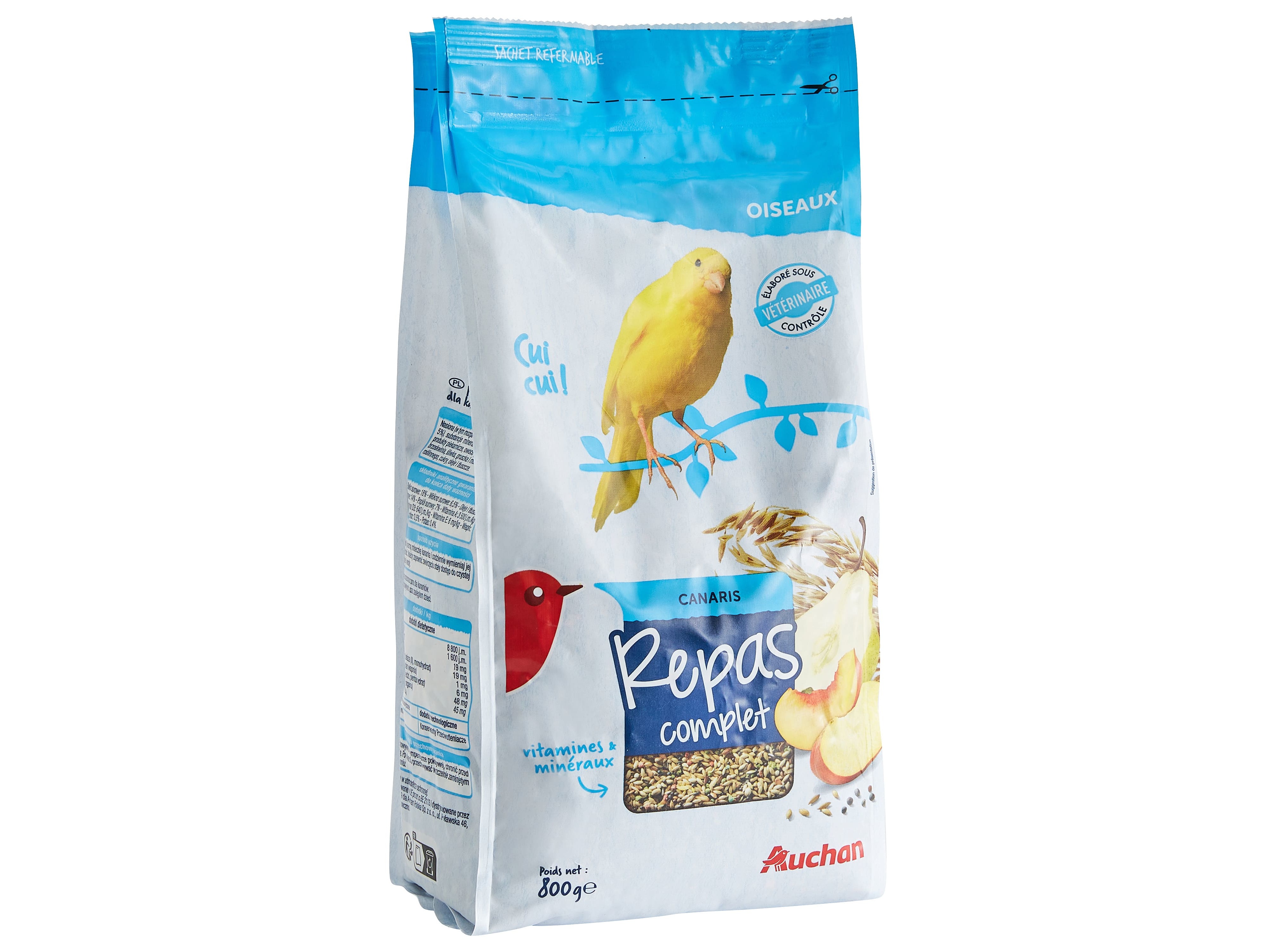 COMIDA PARA CANÁRIOS AUCHAN MENU COMPLETO 800G
