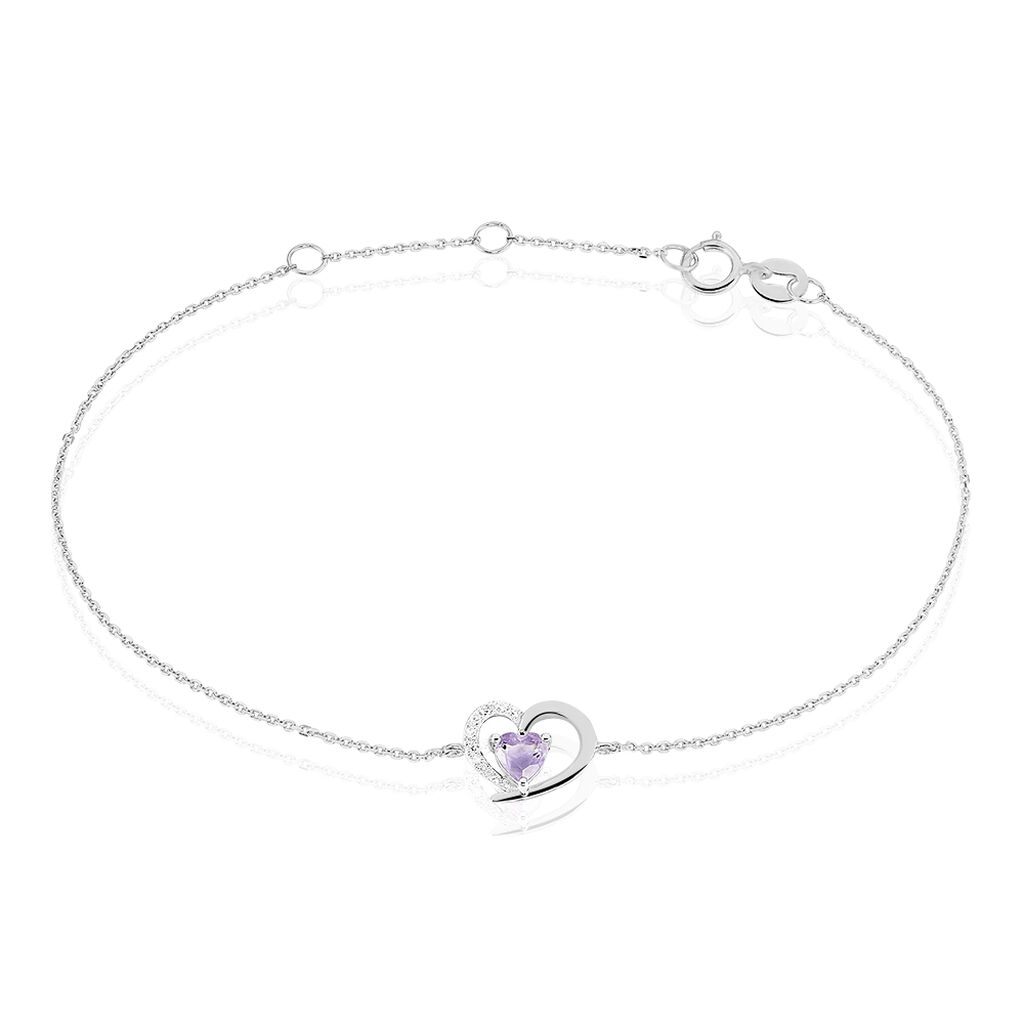 Bracelet Eliana Or Blanc Amethyste Et Oxyde De Zirconium