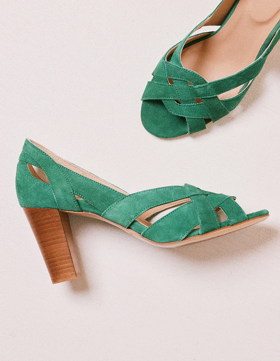 Sandales à talons Clémentine H - Suède vert