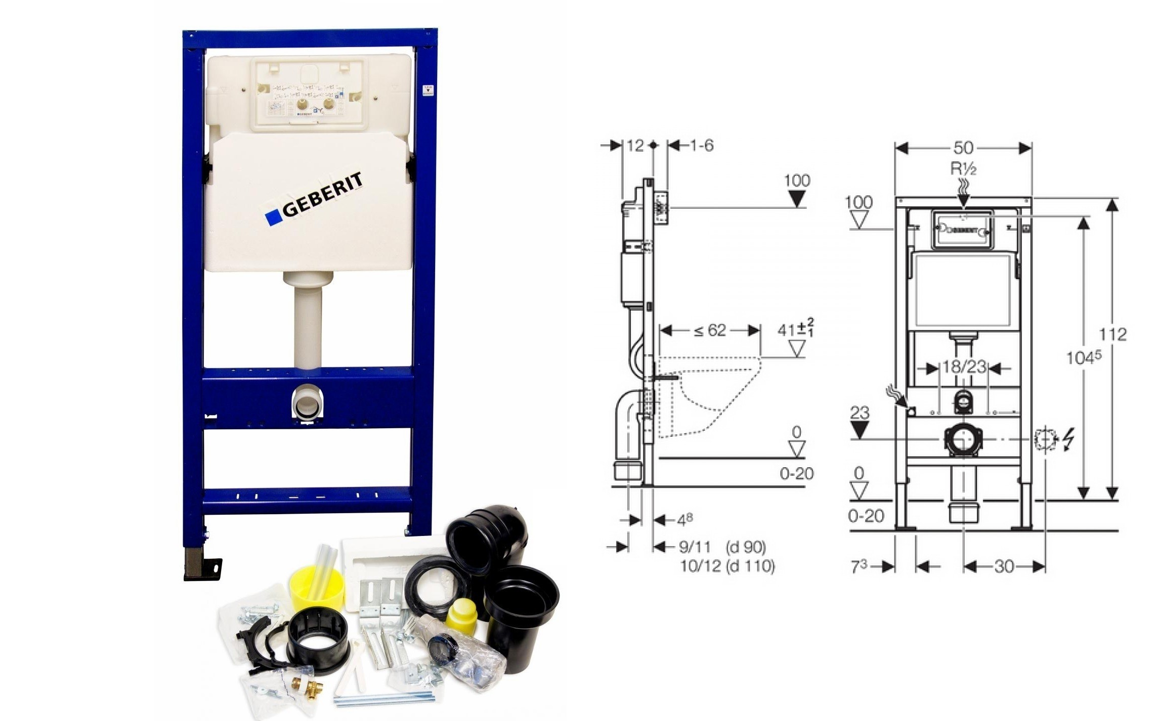 Toiletset met Geberit UP100 en Mueller wc met sproeifunctie bidet toilet douchewc met softclose zitting