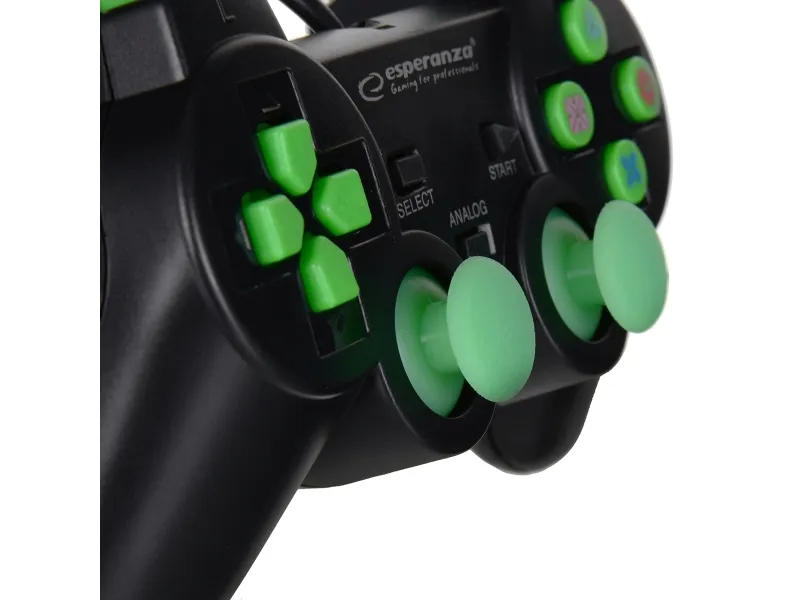 Esperanza TROOPER - Gamepad - kabling - sort, grøn - for PC, Sony PlayStation 3
