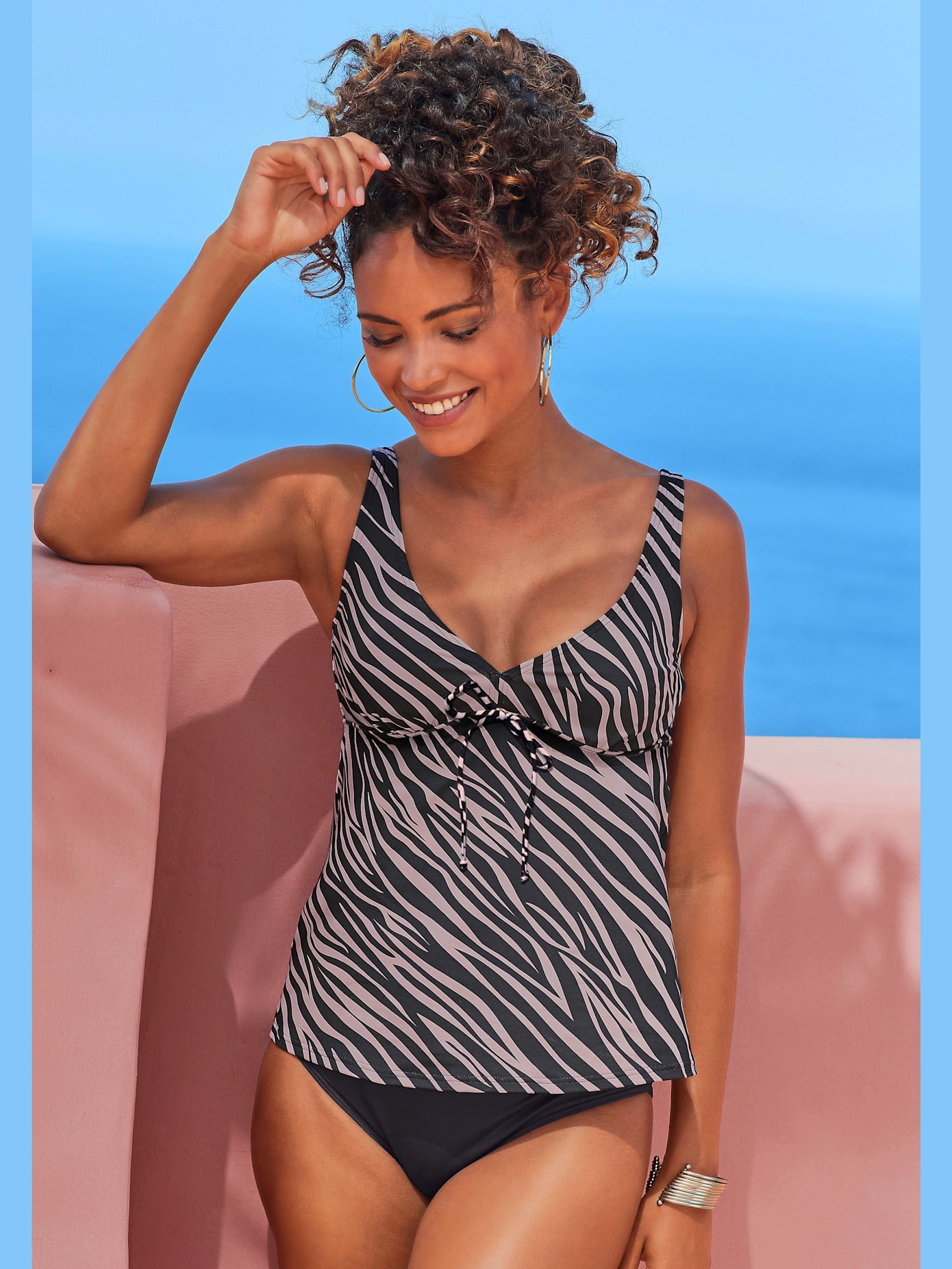 Haut de maillot de bain à armatures imprimé zébré élégant