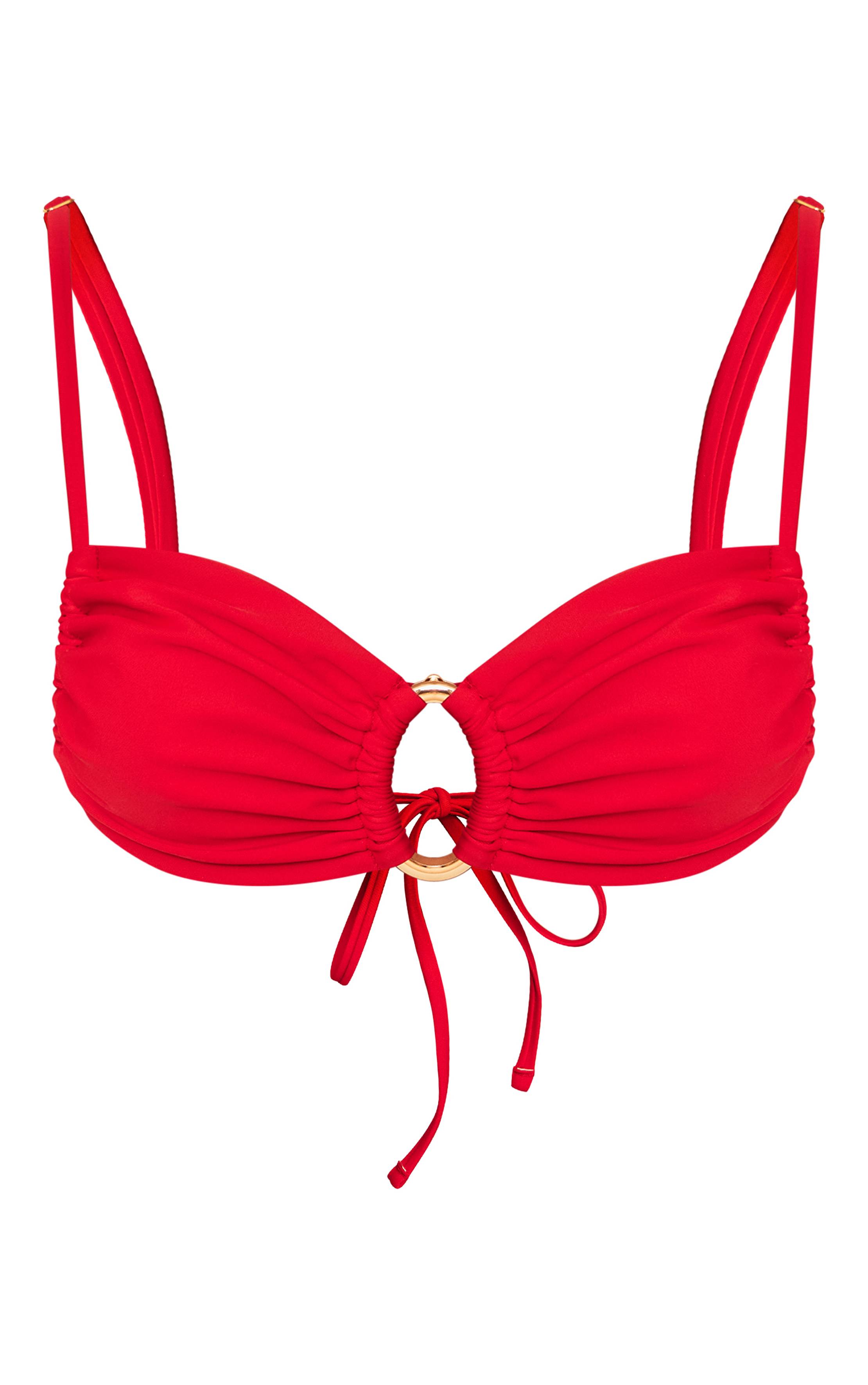 Rouge Haut De Bikini Avec Anneaux Décoratifs