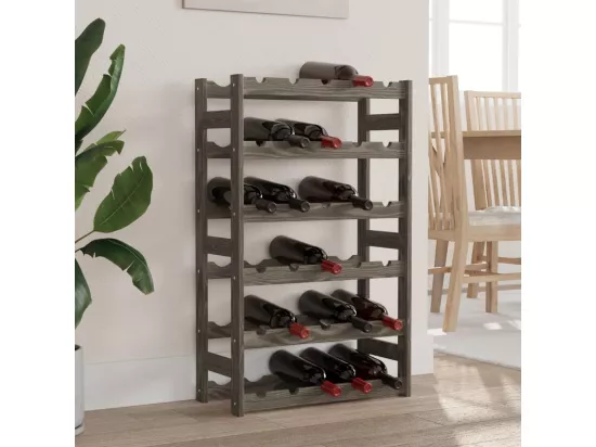 Casier à bouteilles pour 30 bouteilles gris bois pin solide