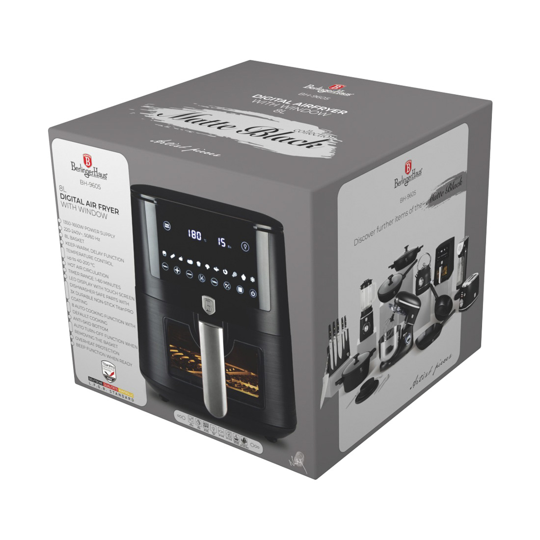 Berlinger Haus Heissluftfritteuse 8 Liter Matte Black Collection